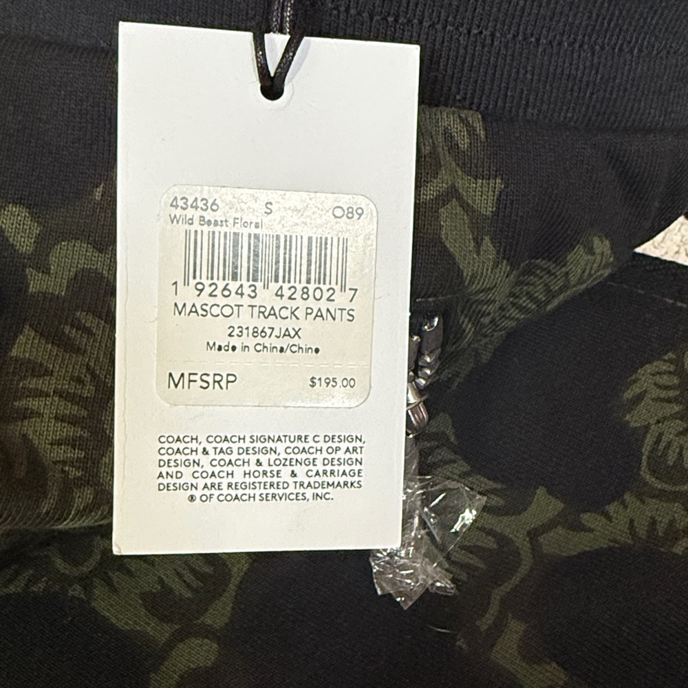 Coach 1941 Wild Beast Floral Mascot Track Pants Green S NWT $195 - Picture 8 of 9
